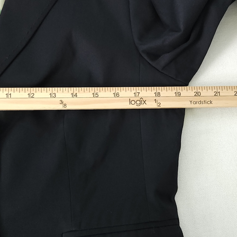 Talbots 10 Black Cotton Stretch Blazer 3/4 Sleeve Logo Buttons Professional - Picture 9 of 10